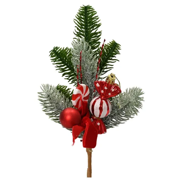 Rama de pino (H26 cm) Confiter�a Encantada Verde y rojo