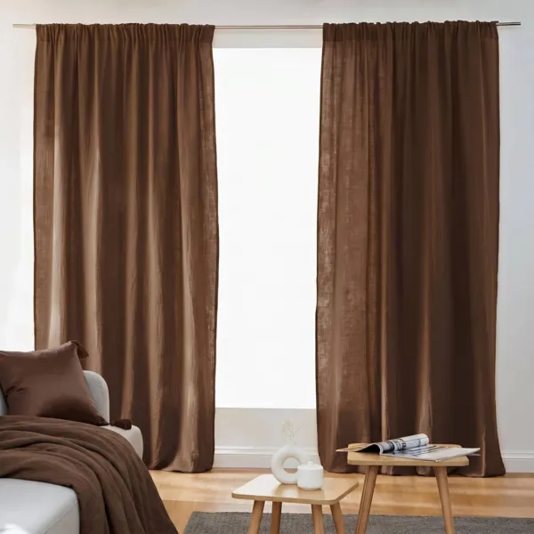 Rideau gaze de coton galon fronceur (140 x 240 cm) Ga�a Brun