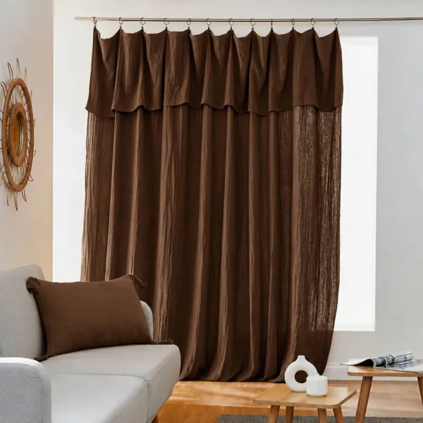 Rideau gaze de coton ajustable (280 x max 300 cm) Ga�a Brun