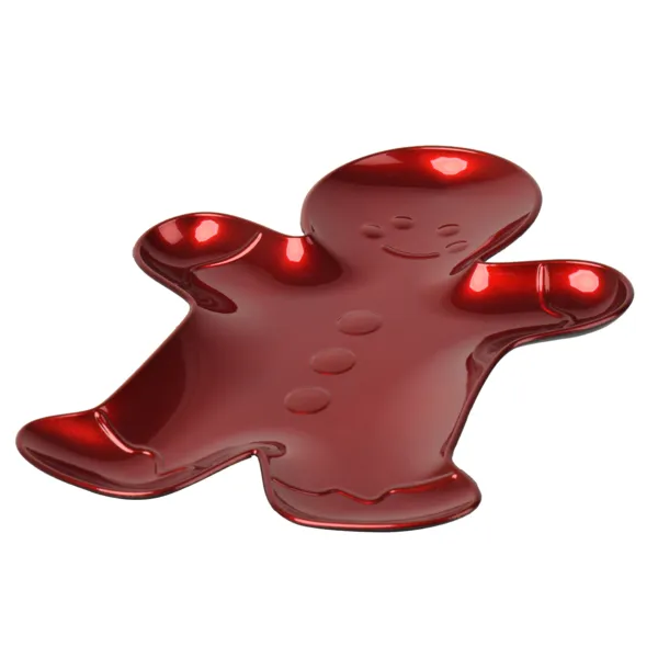 Dekorativer Teller (27 x 20 cm) Lebkuchen Glänzend Rot