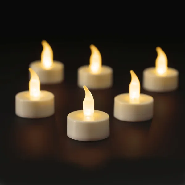 Lote de 6 velas LED a pilas (Alto 4,6 cm) Vela de t� Llama Blanco c�lido
