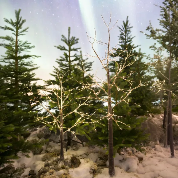 Albero luminoso 300 Micro LED (H100 cm) Betulla Cayden Bianco caldo champagne