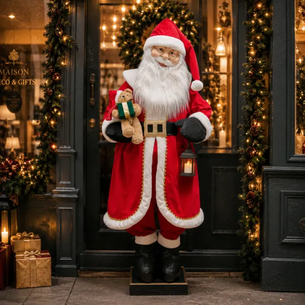 Aut�mata Gigante Pap� Noel Tradicional (H200 cm) Jules y linterna luminosa