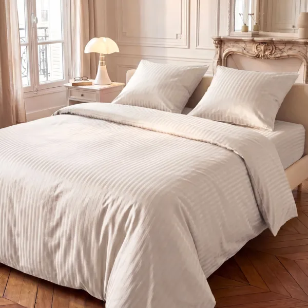 Copripiumino e due federe in satin di cotone (240 x 220 cm) Anselme Avorio