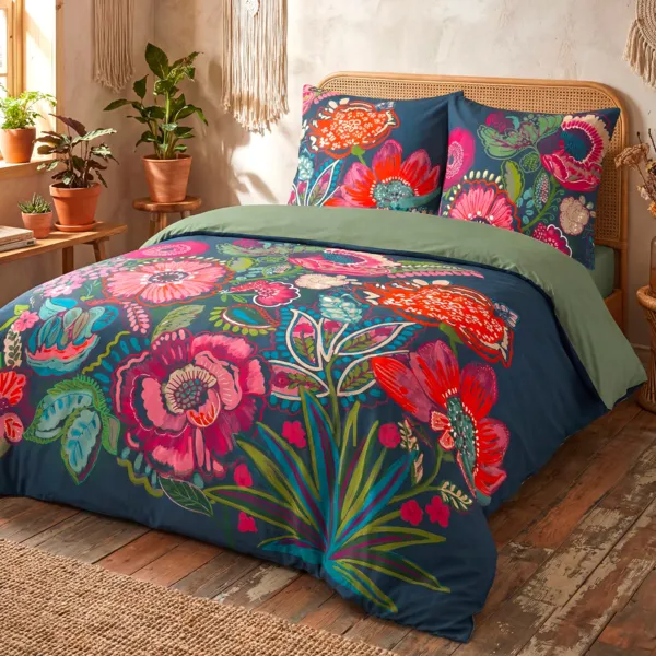 Copripiumino e due federe in cotone (240 x 220 cm) Bellissima Multicolore