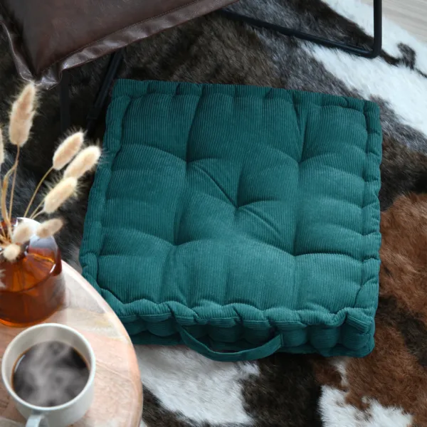 Cuscino da pavimento quadrato in velluto (45 x 45 cm) Dandy Blu pavone