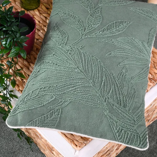 Coussin rectangulaire coton (35 x 50 cm) Tenali Vert kaki