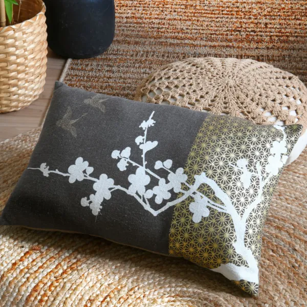 Rechteckiges Kissen aus recyceltem Stoff (40 x 60 cm) Zen Schiefergrau
