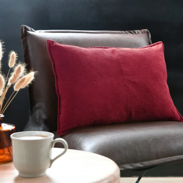 Coussin rectangulaire velours c�tel� (40 x 60 cm) Dandy Bordeaux
