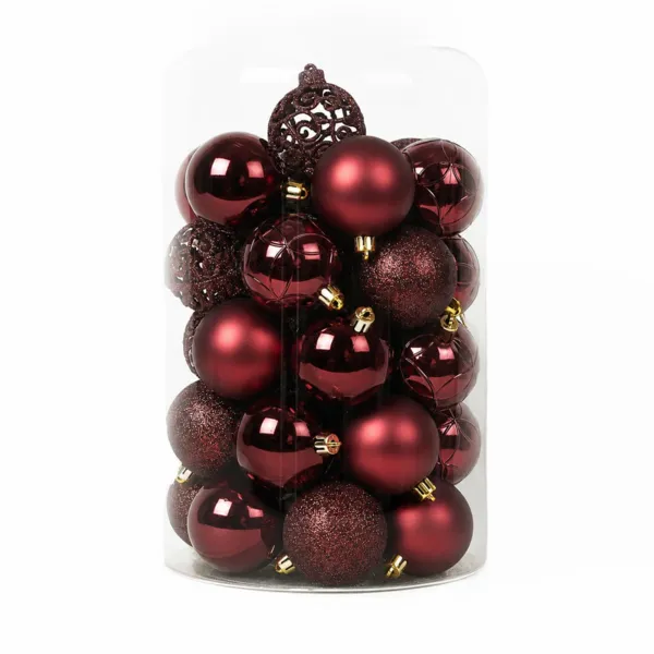 Lot de 35 boules de No�l (D60 mm) Aravis mix Bordeaux