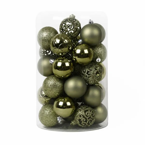 Lot de 35 boules de No�l (D60 mm) Aravis mix Vert romarin