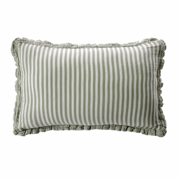Coj�n rectangular de gasa de algod�n (40 x 60 cm) Ga�a rayas Verde romero 