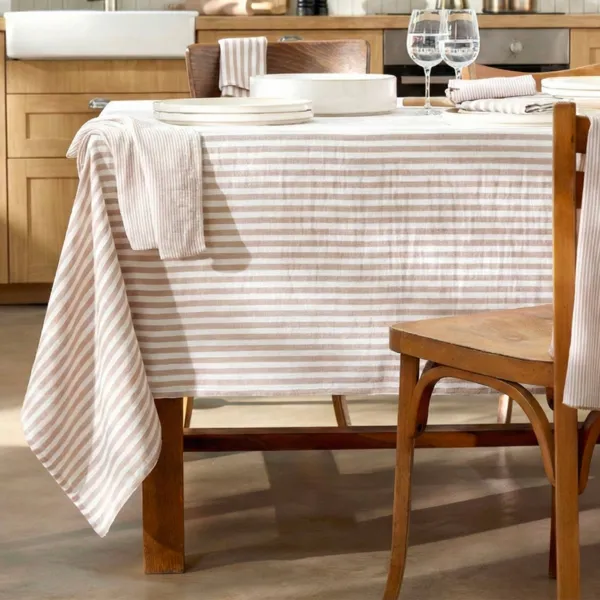 Tovaglia quadrata garza di cotone (180 x 180 cm) Ga�a righe Corda