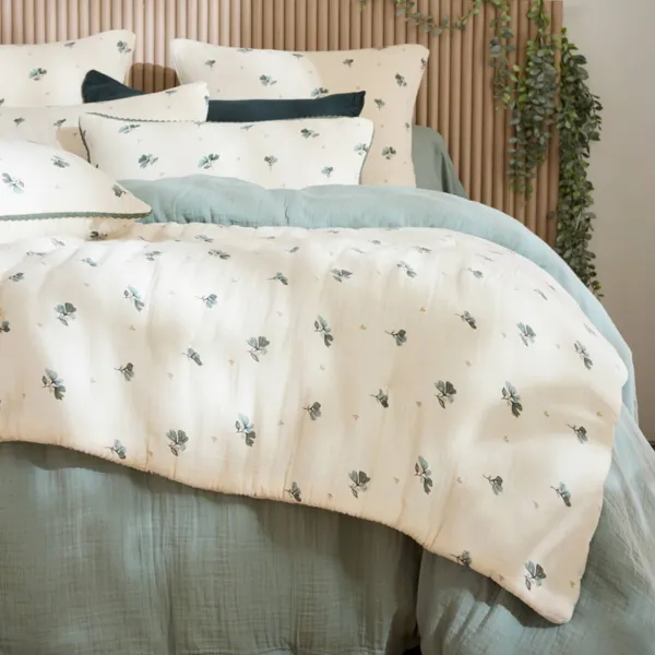 Edred�n de gasa de algod�n (90 x 200 cm) Ga�a astr�e Verde eucalyptus