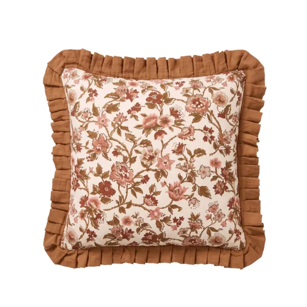 Coj�n cuadrado de gasa de algod�n (45 x 45 cm) Ga�a dahlia Camel