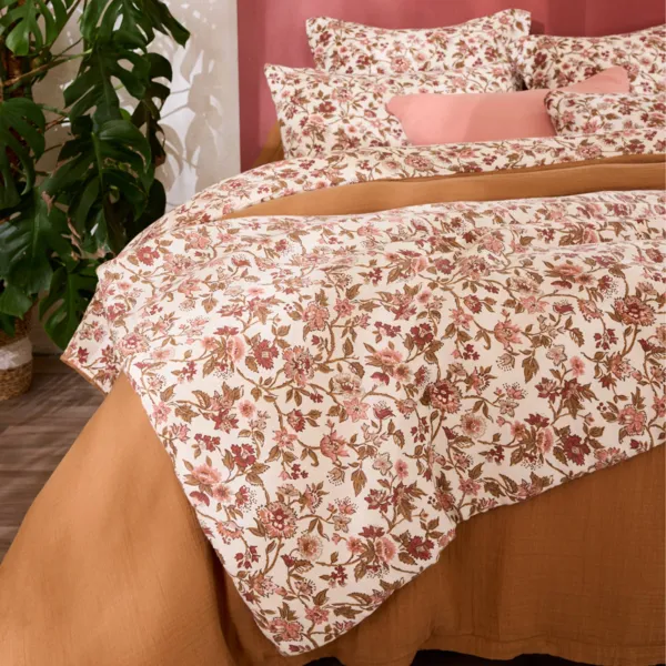 Edred�n de gasa de algod�n (90 x 200 cm) Ga�a dahlia Camel 