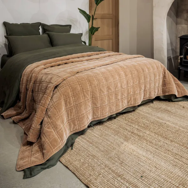 Colcha de pana acolchada (260 x 240 cm) Livia Camel