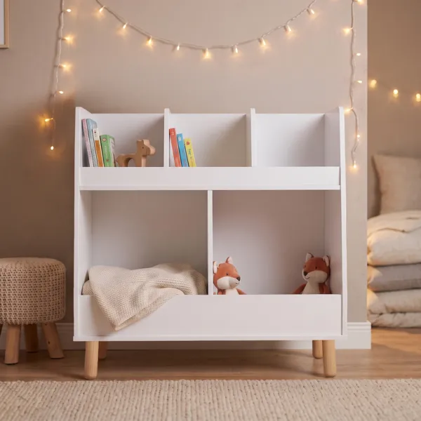 Meuble de rangement enfant bois 5 cases (H70 cm) Hector Blanc