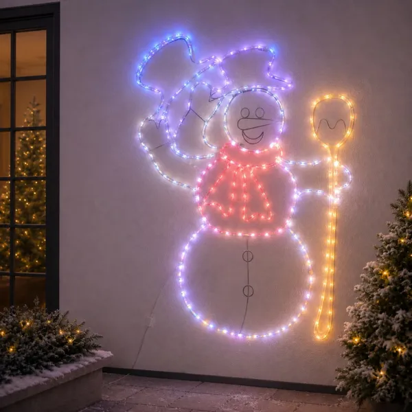 Mu�eco de nieve animado y luminoso 166 LED (Alto 83 cm) Billy Multicolor