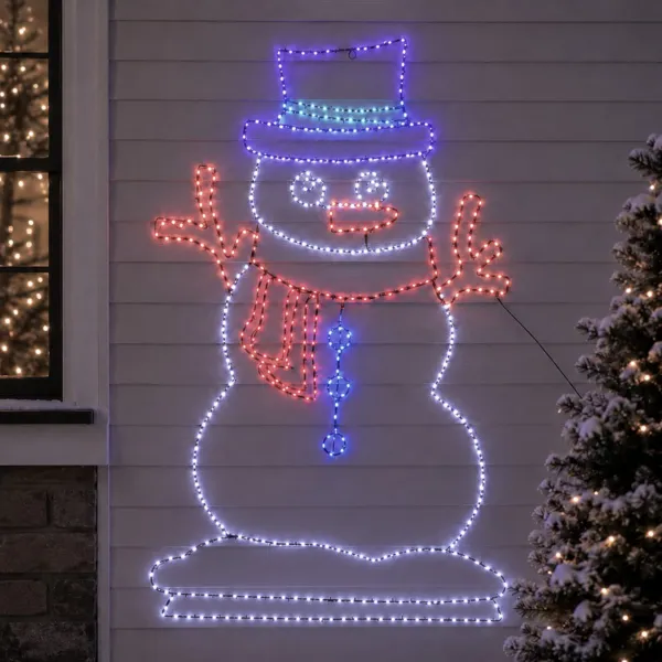 Mu�eco de nieve luminoso 446 LED (Alto 117 cm) F�erie Flash Multicolor