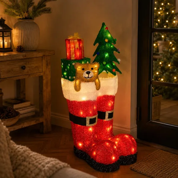 Botas luminosas 60 LED (H67 cm) Pap� Noel Blanco c�lido