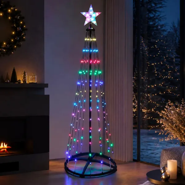 Cono Luminoso Digitale 370 Micro Led (H210 cm) Scintillante Nero e Multicolore