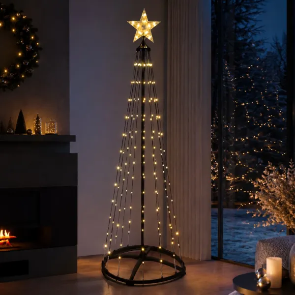 Cono luminoso Digital 370 Micro Led (H210 cm) Twinkling Nero e bianco Caldo