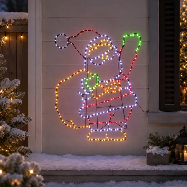 Lichtgevende Kerstman 321 LED (H70 cm) Neon flitseffect Meerkleurig