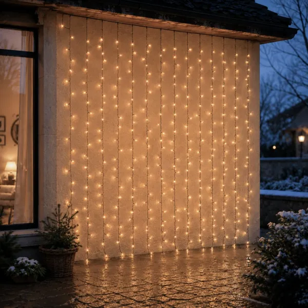 Tenda luminosa connettibile H2m L2m 224 LED cavo nero Pro-lights Bianco caldo