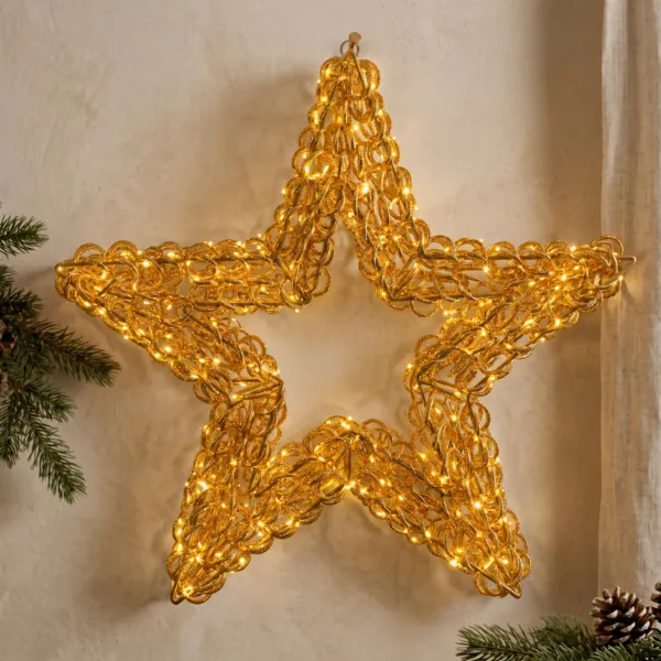 Estrella luminosa 400 LED (D58 cm) Nochevieja Flash Oro intenso y blanco c�lido