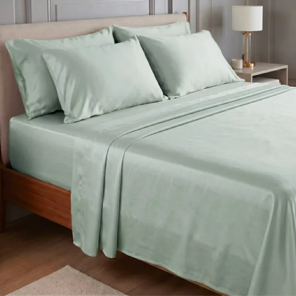 Lenzuolo sopra in satin di bamb� (270 x 300 cm) Sienna Verde eucalipto