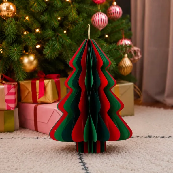 Albero di carta da appendere (H40 cm) chiusura magnetica Rosso e verde