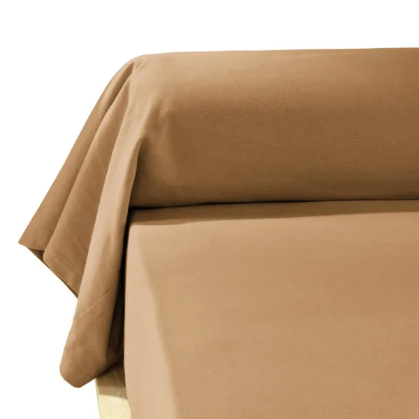 Taie de traversin flanelle de coton (L185 cm) Nina Caramel
