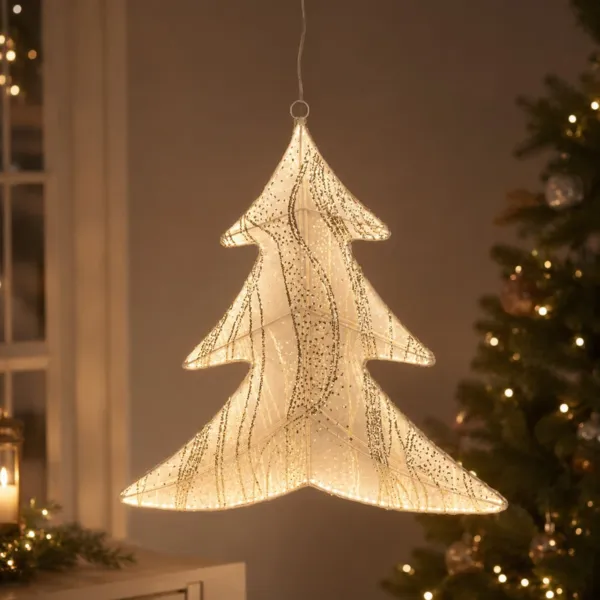 Sospensione luminosa in tessuto 192 LED (H41 cm) Albero Bianco caldo