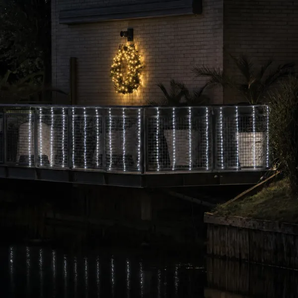 Lichterkette f�r Balkon 400 LED (L400 x H100 cm) transparentes Kabel fallender Schnee kaltwei�