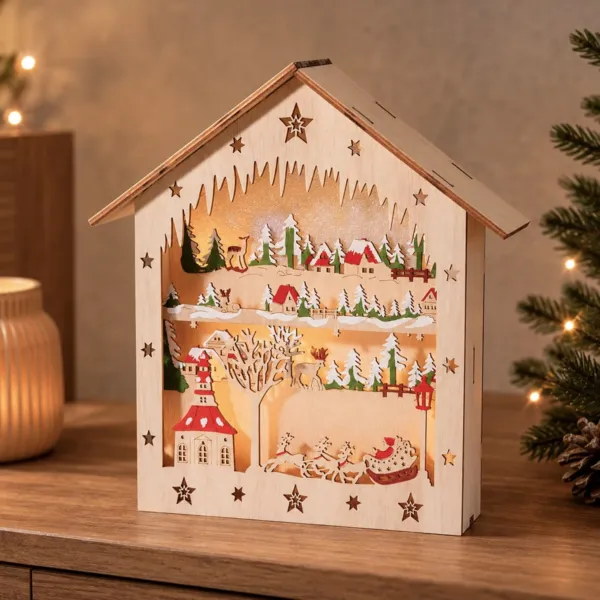 Maison d�co lumineuse en bois (H26 cm) Maison Enchant�e de No�l