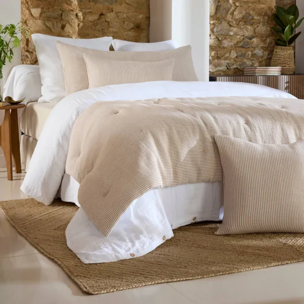 Edred�n de gasa de algod�n acolchado (90 x 220 cm) Oria Marfil