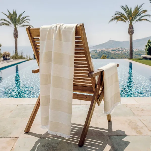 Fouta double coton et �ponge (180 x 180 cm) Elora Beige