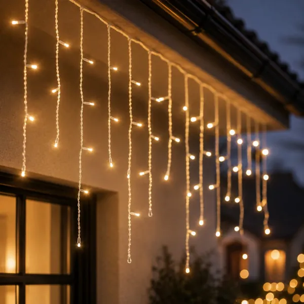 Lichtgevende ijspegels 50 m 1485 LED witte kabel Sterren Warm wit