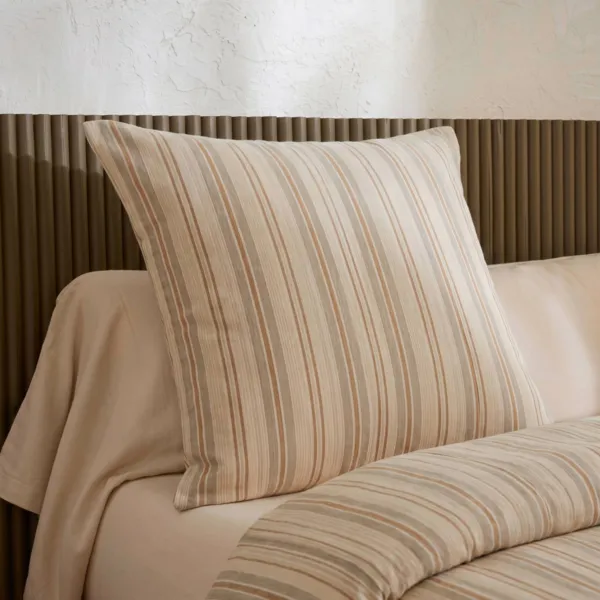 Federa quadrata in flanella di cotone (80 x 80 cm) Nina righe Beige