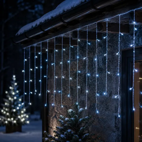 Stalattite luminosa con pile 7 m 192 LED Durawise Bianco freddo