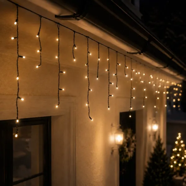 Stalactite lumineuse connectable 3,60 m 96 LED c�ble noir Pro-lights Blanc chaud