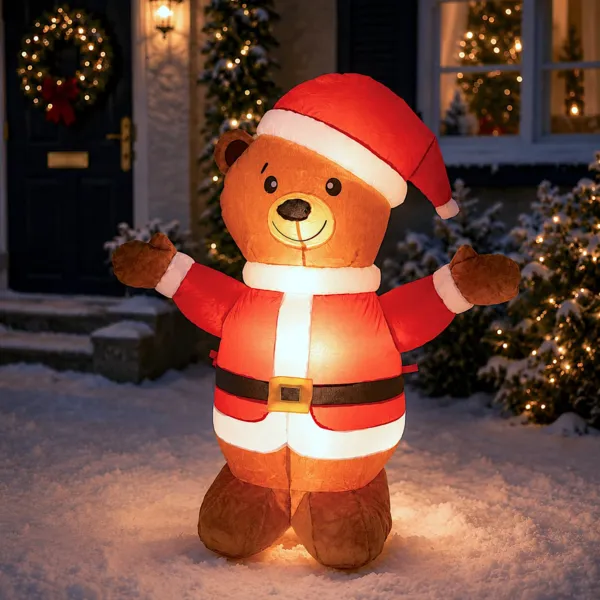 Orso gonfiabile luminoso 6 LED (H122 cm) Pipo Rosso