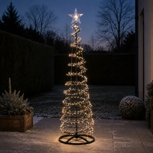 Lysende træ med 756 LED (H210 cm) Kaskadeeffekt Varm og kold hvid