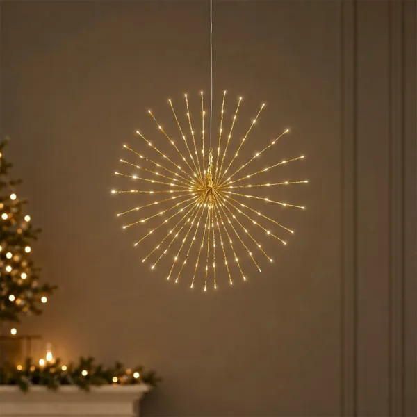 Sospensione luminosa 60 LED (D45 cm) Stella polare Flash Oro e bianco caldo dorato
