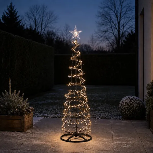 Albero luminoso 640 LED (H180 cm) Effetto screpolato fisso Bianco caldo e freddo
