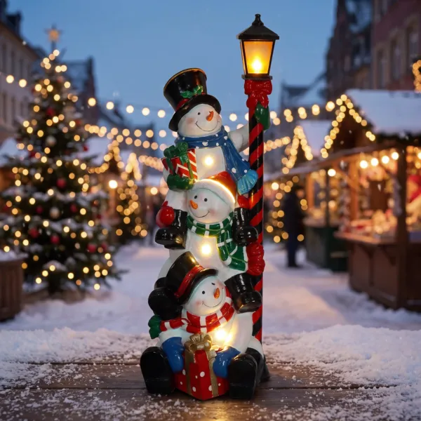 Decoraci�n luminosa 8 LED (H124 cm) La pir�mide de los mu�ecos de nieve
