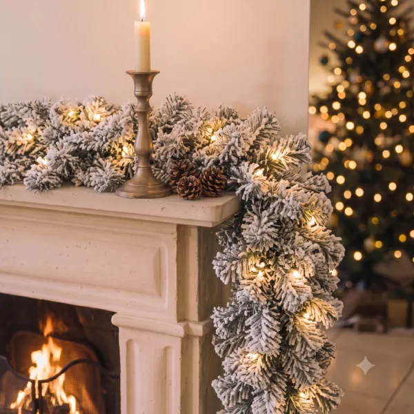 Ghirlanda luminosa di abete (180 cm - D25) Royal Verde innevato e bianco caldo