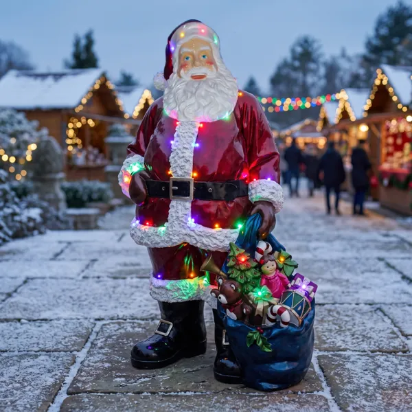 P�re No�l lumineux G�ant 33 LED (H190 cm) Santa Klaus et la hotte de cadeaux