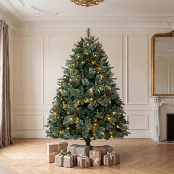 K�nstlicher beleuchteter Weihnachtsbaum H240 cm Washington Luxe Tannengr�n